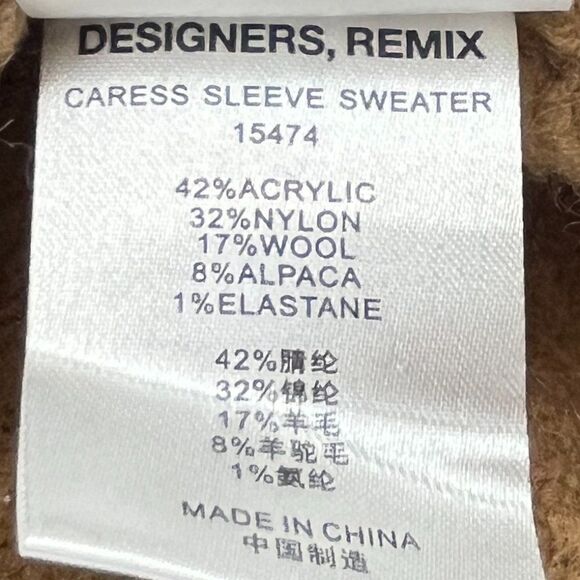 DESIGNERS REMIX Caress Sleeve Sweater Tan Wool Blend Alpaca Size Small - Picture 10 of 11